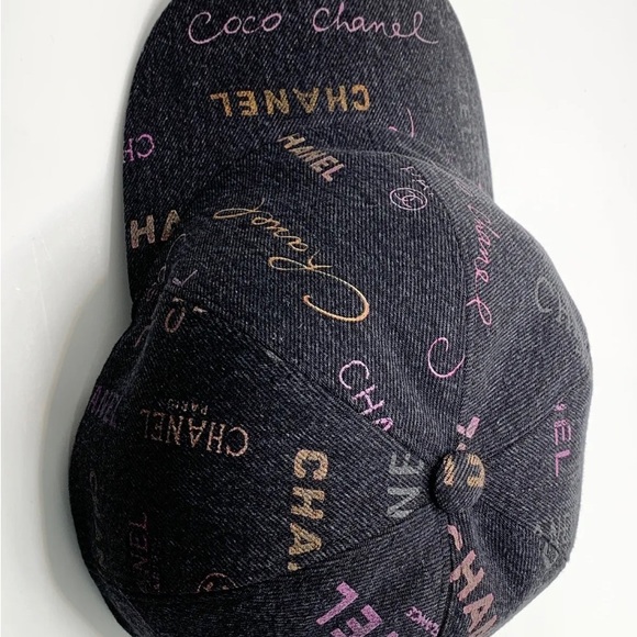 Authentic CHANEL Logo Black Denim Baseball Cap Hat Brand New - Picture 4 of 11